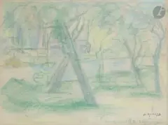 Rivière à Sauqueville-sur-Scie by Charles Angrand, Pastel, sold Sep 2026