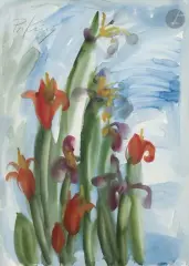 Les Iris by Franz Priking, Aquarelle, sold Sep 2026