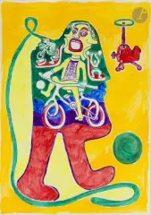 Personnage bicéphale dans une tête by Yvon Taillandier, Gouache sur papier, sold Sep 2026
