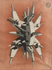 La Foudre by Ramón Alejandro, 1976, Fusain et sanguine, sold Sep 2026