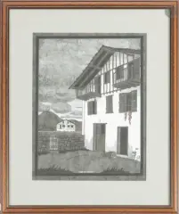 Nuit sur les maisons basques by Philippe Veyrin, Estampe rehaussée de gouache sur papier, sold Sep 2026