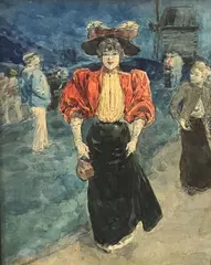 Élégante à Montmartre by Henry Somm, Aquarelle sur trait d'encre, sold Jun 2026