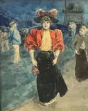 Élégante à Montmartre by Henry Somm, Aquarelle sur trait d'encre, sold Jun 2026