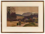 Homme et enfant sur la route by Jules-Émile Zingg, Aquarelle et traits de crayon sur papier, sold Jun 2026