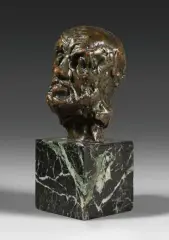 Petite tête d'homme au nez cassé by Auguste Rodin, Épreuve en bronze patiné signée, Alexis Rudier fondeur, Paris, sold Jun 2026