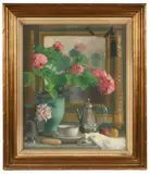 Petit déjeuner aux géraniums et à la rose by Lucien-Victor Guirand de Scévola, Pastel, sold Jun 2026