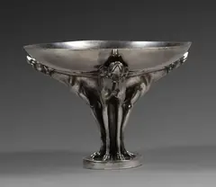 Coupe lévriers by Édouard-Marcel Sandoz, Épreuve en bronze argenté, fonte d'édition ancienne sans marque ni cachet de fondeur (bord, sold Jun 2026