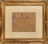 Terrasse en Espagne by Louis Valtat, Aquarelle sur trait de crayon Monogrammés en bas à droite (Légère insolation), sold Oct 2025