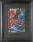 L'écorché au loup bleu by Jean-Paul Souvraz, Gouache sur papier, sold Oct 2025