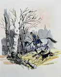Scène de vénerie by Claude Gaston la Touche, Aquarelle et encre sur papier signé en bas à droite, sold Sep 2026