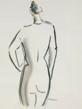 Femme de dos by Frederique Marteau, Aquarelle Signée en bas à droite, sold Sep 2026