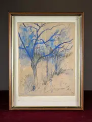 Étude d'arbres by Francis Morton Johnson, Crayon et pastel sur papier brun, sold Sep 2026