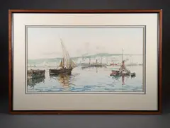 Port en Méditerranée by Gilbert Galland, Aquarelle, sold Sep 2026