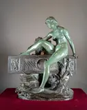 Fondeur Siot à Paris La muse de la source by Jean-Baptiste Hugues, Bronze à double patine verte, sold Jul 2026