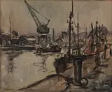 Port de Honfleur by Bernard Loriot, 1957, Aquarelle signée et datée, sold Jul 2026