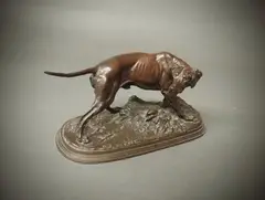 Chien à l'arrêt by Pierre-Jules Mêne, Bronze à patine brune, sold Apr 2026