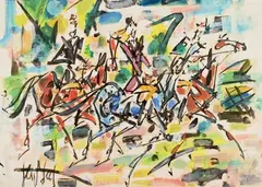 Promenade à cheval, vers 19502 by Gen Paul, Aquarelle et gouache sur papier, sold Jul 2026