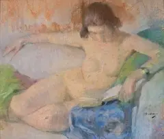 Après la pause, nu à sa lecture by Julia Beatrice How, 1913, Pastel, sold Jul 2026