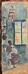 Femme à sa couture by Henri Lebasque, Aquarelle sur traits de crayon, sold Jul 2026