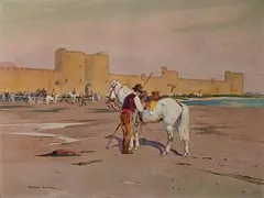 Gardians devant Aigues-Mortes by Édouard Doigneau, Aquarelle, sold Jul 2026