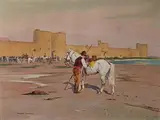 Gardians devant Aigues-Mortes by Édouard Doigneau, Aquarelle, sold Jul 2026