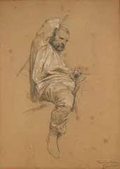 Étude pour un cavalier by Rosa Bonheur, Crayon noir sur papier gris, sold Jun 2026