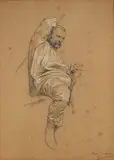 Étude pour un cavalier by Rosa Bonheur, Crayon noir sur papier gris, sold Jun 2026