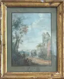 Scène de chasse dans un paysage avec une tour en ruine by Louis-Nicolas Van Blarenberghe, Gouache, sold Jul 2026