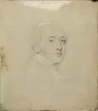 Étude de portrait d'homme, très probablement un autoportrait de l'artiste âgé d'environ 40 ans by Thomas Lawrence, vers 1799, Mine de plomb, craie et sanguine sur toile préparée grise, sold Jun 2026