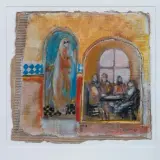 Composition et le café Malakoff by Slimane Ould Mohand, Gouache, sold Jun 2026