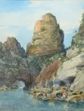 Peintre officiel de la Marine en Annam et au Tonkin. Intérieur du Cirque. Baie de Ha-Long au Tonkin by Gaston Roullet, Crayon, lavis d'encre et aquarelle sur papier, sold Mar 2026