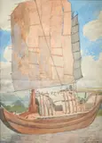 Membre de la Société Nationale des Beaux-Arts et Prix de l'Indochine 1911. Jonque de pêche by François de Marliave, Crayon et aquarelle sur papier encadré, sold Mar 2026