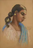 Indienne de l'Île Maurice by Jeanne-Clémentine Thoinot, Crayon, sanguine et pastel sur papier brun, sold Feb 2026
