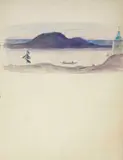 Vue d'une église près d'un plan d'eau by Mikhail Vasilievitch Nesterov, 1928, Crayon et aquarelle sur papier signé et daté, sold Jan 2026