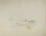 Pêcheur au bord de l'eau avec au large un bateau by Lev Felixovitch Lagorio, Crayon sur papier contrecollé sur papier de renfort, sold Jan 2026
