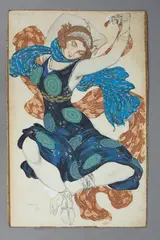 Projet de Béothienne pour l'opéra Narcisse by Léon Bakst, 1911, Crayon et aquarelle sur papier contrecollé sur carton de renfort, sold Jan 2026