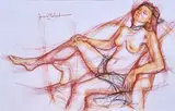 Somnolence ou femme alanguie by Gérard Calvet, Crayon, sanguine et aquarelle sur papier, sold Jan 2026