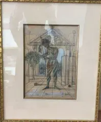 Arlequin by Jean Carzou, 1985, Crayon et aquarelle sur papier, sold Sep 2026