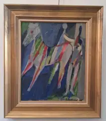 Composition by Solange Bertrand, Toile signée en bas à droite et datée au dos, sold Sep 2026