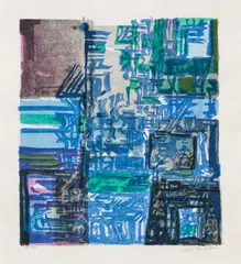 Faïence, 1971 (Rivière 113) by Maria Helena Vieira da Silva, Lithographie en huit couleurs sur papier Japon nacré, sold Dec 2025