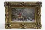 Le moulin rouge en hiver by Eugène Galien-Laloue, Aquarelle sur papier signée en bas à gauche Encadré sous verre, sold Nov 2025