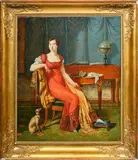 Portrait de dame au petit lévrier italien by Charles Brocas, Toile H_70 cm L_54 cm Signé en bas à droite : C, sold Nov 2025