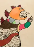 Animal fantastique by Niki de Saint Phalle, Pastel et feutre sur papier Dédicacé "Cher M, sold Oct 2025