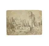 Ruines orientales by Alexis Soltykoff, Crayon sur papier calque Porte la mention « dessin exécuté par le prince Soltikoff », sold Sep 2025