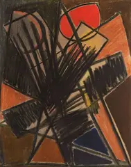 Composition abstraite by Émile Gilioli, 1960, Pastel sur papier Signé et daté en bas à gauche H_63,5 L_43,5 cm (à vue), sold Sep 2025