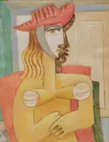 Femme en buste de profil by André Dulaurens, Aquarelle sur papier calque H_15,5 cm L_11,5 cm (à vue) Provenance : -, sold Jul 2025