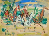 Au champs de course by Gen Paul, Gouache sur papier Signée en bas à gauche H_60 cm L_72 cm, sold Jul 2025