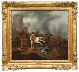 Choc de cavalerie by Karel Breydel, Toile H_59,5 L_67 cm Trace d'inscription au dos sur le châssis Huy …B Expert : Monsieur Re, sold Jul 2025
