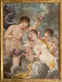 Les trois Grâces by Marco Liberi, Toile H_154 L_115 cm Restaurations Provenance : Vente anonyme, Vienne, Dorotheum, sold Jul 2025