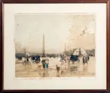Place de la Concorde à Paris by Julien Marcel-Clement, Eau-forte et aquatinte H_48 cm L_61 cm (à vue) Piqures, sold Jul 2025